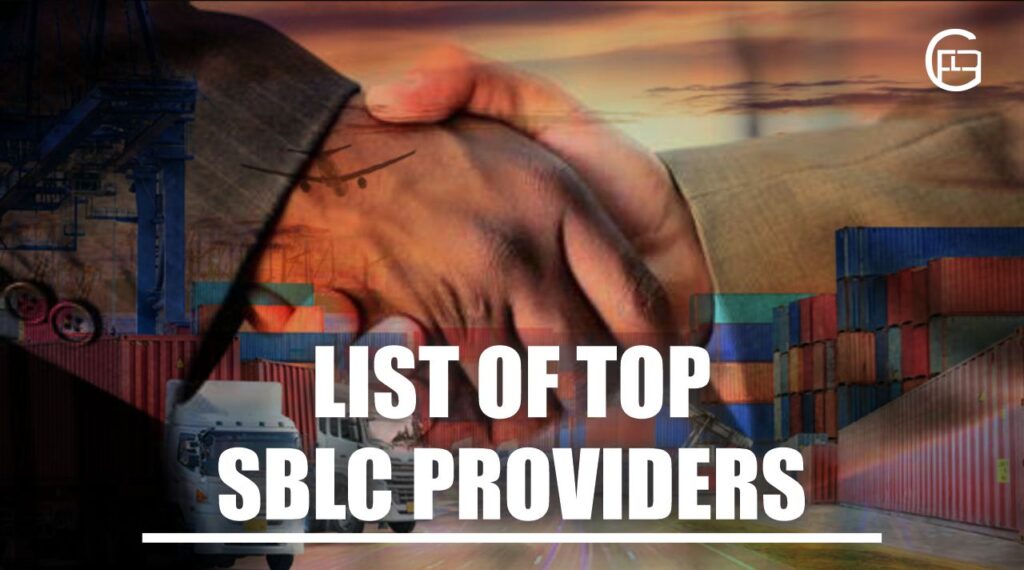 Handshake overlaid on shipping containers, trucks, and cranes, symbolizing global trade and partnerships— List of Top SBLC Providers.